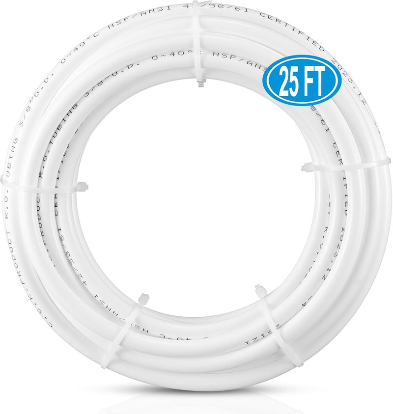 HAO CHEN 25FT 3/8 Inch O.D.RO Water Tubing,NSF Certified Water Line for RO(Reverse Osmosis) Water Purifier Filter System,BPA free Flexible Tubing(white) - Image 1